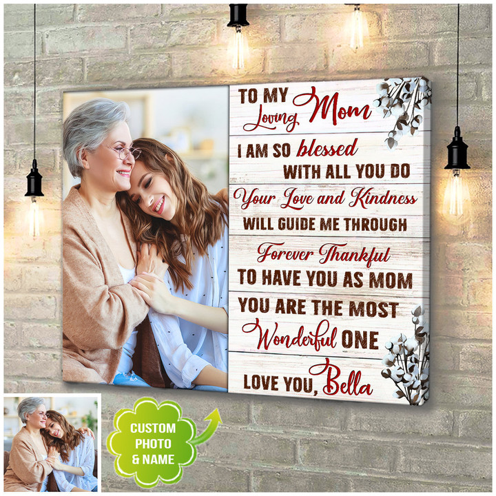 To My Loving Mom Canvas Wall Art, Mother's Day Gift From Daughters Sons Kids, Home Wall Decoration