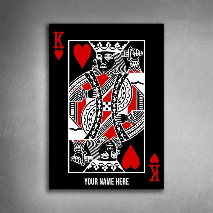 Personalized Canvas Gift Red King & Queen Of Hearts Playing Cards, Couple Gift For Valentine Wedding Anniversary, Home decoration.