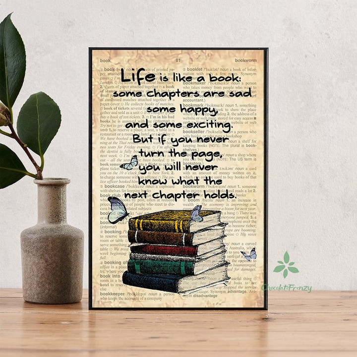 Life Is Like A Book canvas Wall art, Valentine Birthday Gift For Book lovers Men Women Who loves Books, Coffee shop Home Room Decoration.