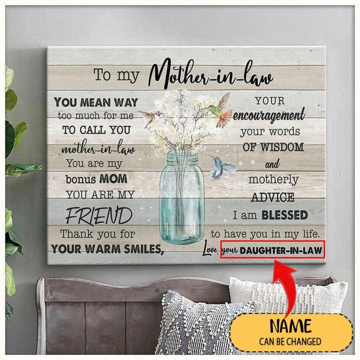 Personalized Mother's Day Canvas, Mother's Day Gift For Mother in law, From kid Daughter Sons, Home Wall Art Decoration