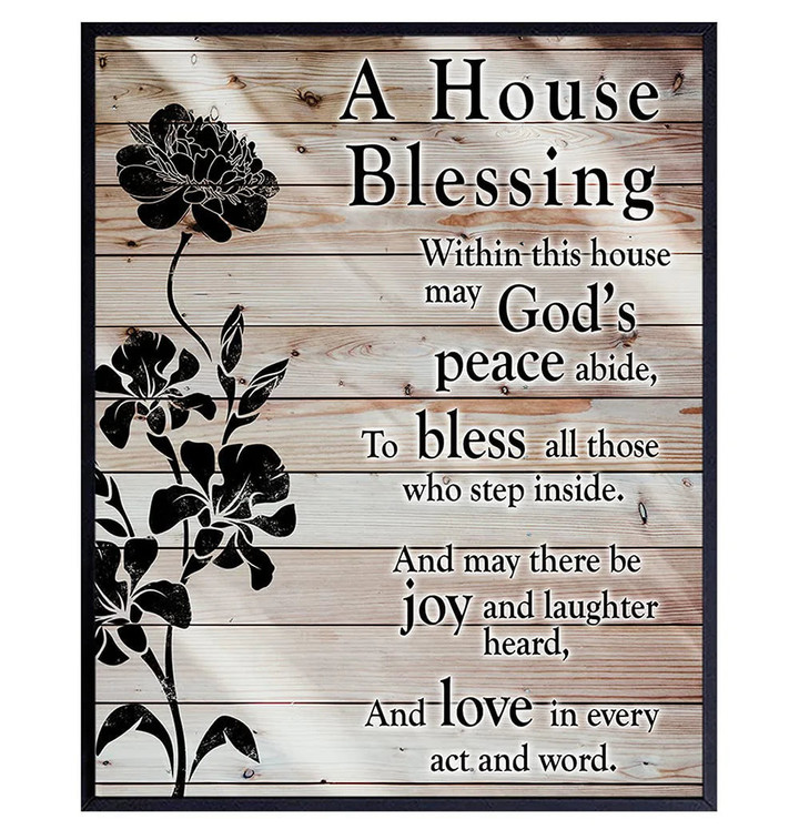 House Blessing Christian Wall Art Religious Housewarming Gifts for Women Pastor Minister Blessed Wall Art Inspirational Wall Decor