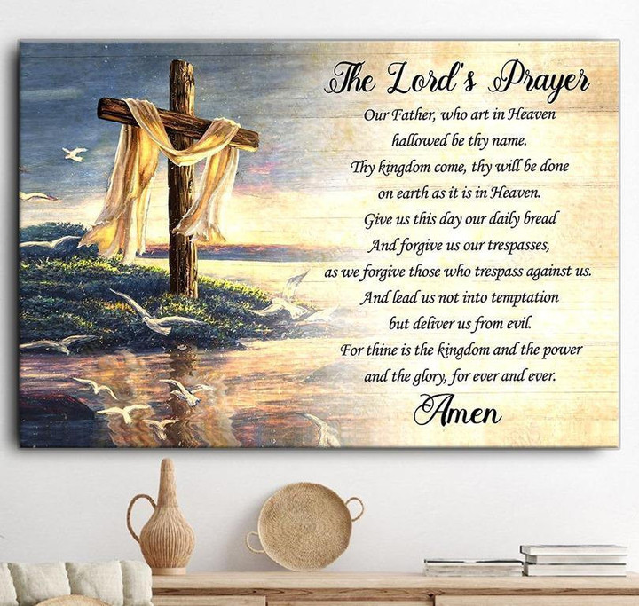 Christian Canvas - The Lord's Prayer, Cross Canvas Christian Wall Art Canvas, Christian Wall Decor, Jesus Gift Canvas