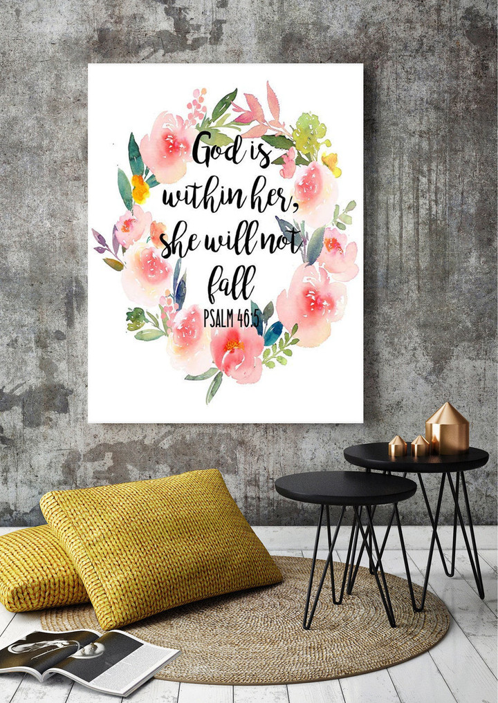 Psalms 46:5 - God Is Within Her-She Will Not Fall - Bible Verse Wall Art - Scripture Wall Art- Ready to Frame. Home Décor, Office Decor- Christian Wall Art. Inspiring & Encouraging Verse