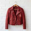 Women's Leather Biker Jacket TLQ HTT DST 19102617