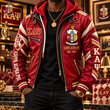 Hooded Leather-Look Bomber Jacket HANNN TND KAP 20102615