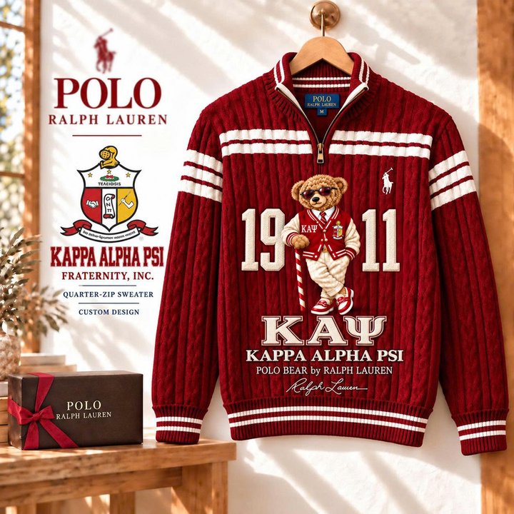 Premium Varsity Cable-Knit Quarter-Zip Sweater ALK YPT KAP 3010261