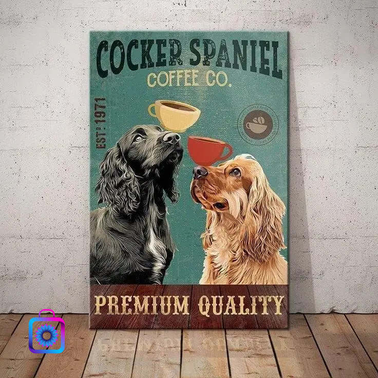 Metal Sign Cocker Spaniel Dog Coffee Company Vintage Kitchen Signs Wal ...