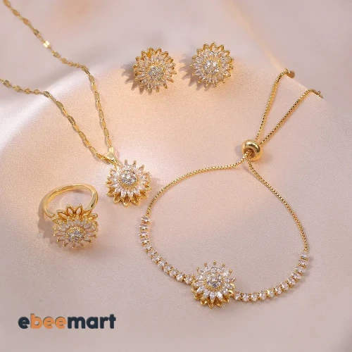 Beautiful Fashionable Sunflower Jewelry Set