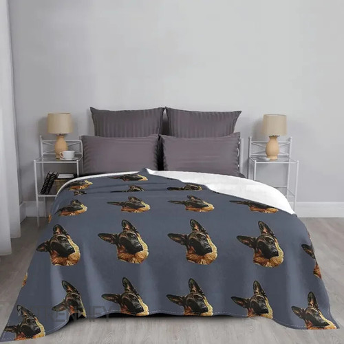 German Shepherd Head Tilt Flannel Print Blanket
