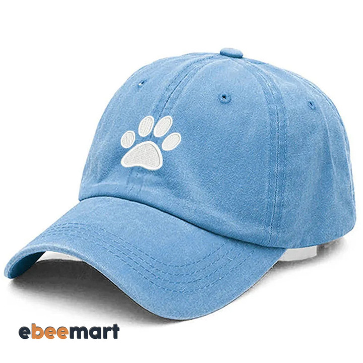 Dog Paw Embroidery Cotton Baseball Cap: Fashionable Sport Visors Snapback Cap for Men and Women, Breathable Outdoor Sun Hat