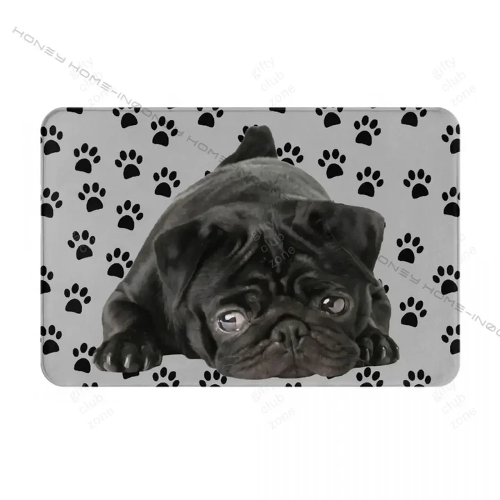 Black Pug Doormat