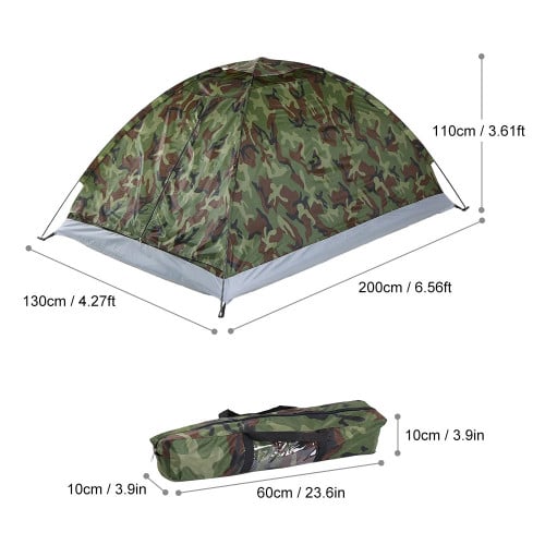 TOMSHOO Camping Tent Camouflage Tents for 2 Person Single Layer Outdoor Portable Camping Equipment 200*130*110cm
