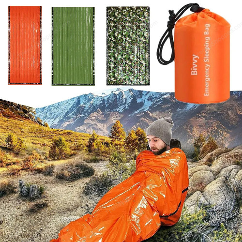 Emergency Sleeping Bag Ultra Waterproof Mylar Thermal Blankets Lightweight Survival Sleeping Bag Keep Warm for Camping Hiking