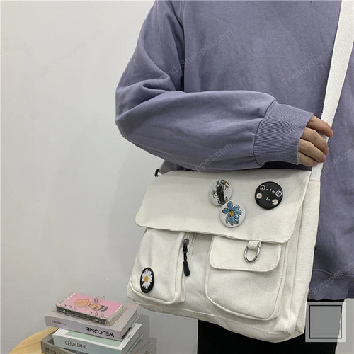 Canvas Crossbody Bags Youth Fashion Casual Large Capacity Ladies Shoulder Bag Solid Color Women Messenger Bag