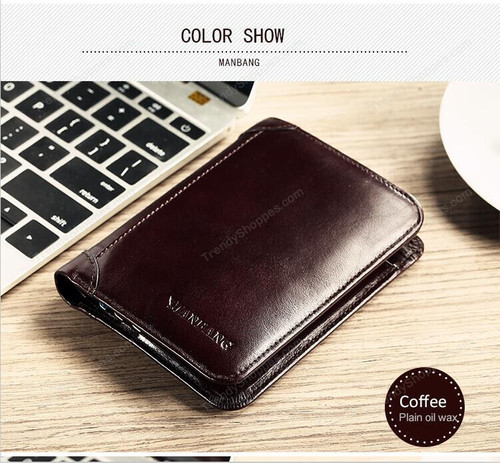 ManBang Classic Style Wallet Genuine Leather Men Wallets Short Male Purse Card Holder Wallet Men Fashion High Quality