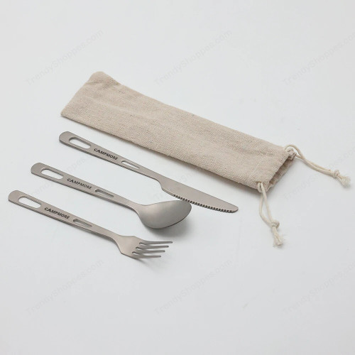 Titanium Tableware Ultralight Outdoor Portable Knife Fork Spoon Cutlery Camping Equipment Family Hiking Travel Flatware Set