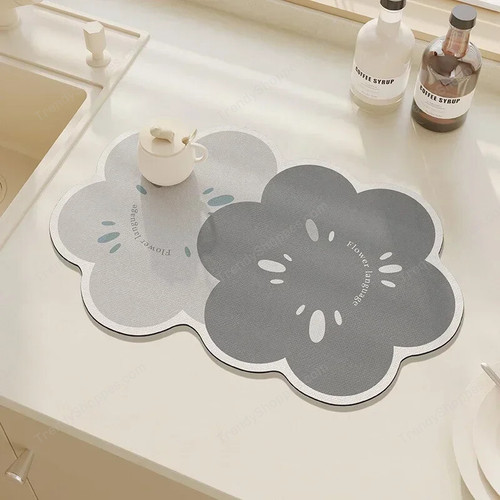 Flower Shape Rug Kitchen Drying Mat Absorbent Dish Drainer Pad Non Slip Sink Carpet Coffee Placemat Doormats