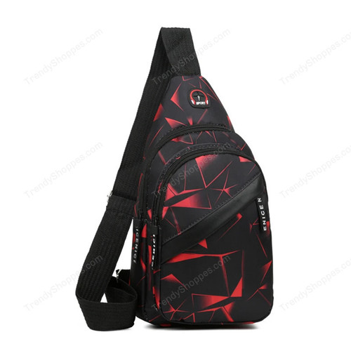 Men's Chest Bags Geometric Print Oxford Cloth Casual Crossbody Bag Sports Travel Outdoor Chest Shoulder Bags