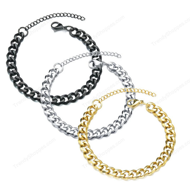 New Trendy Cuban Chain Men Bracelet Classic Stainless Steel Chain Bracelet For Men Women Jewelry Gift