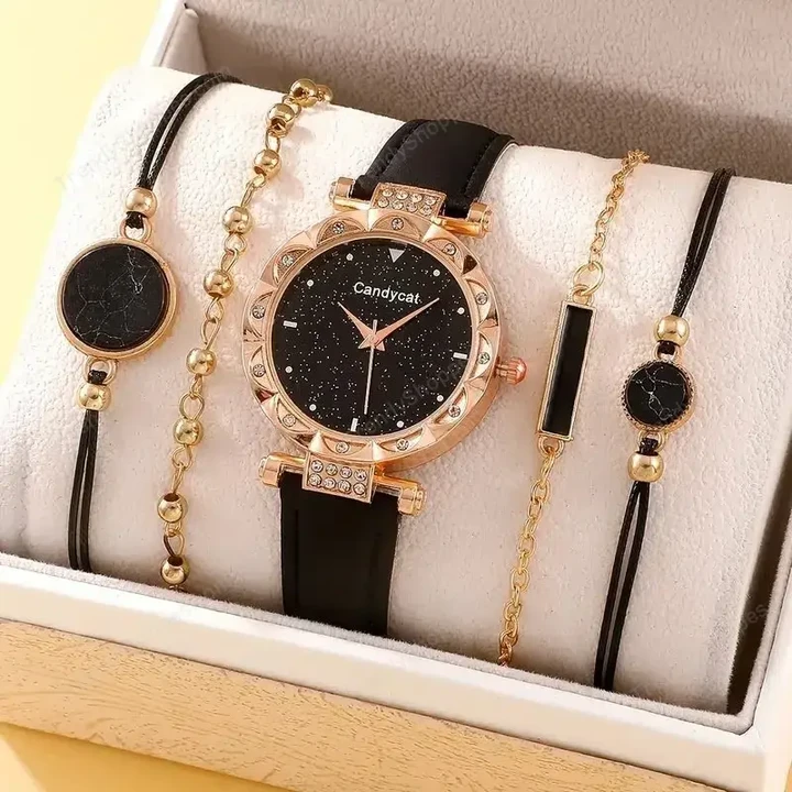 New Watch Women Fashion Casual Leather Belt Watches Simple Ladies Starry Sky Round Dial Quartz Wristwatches Dress Clock