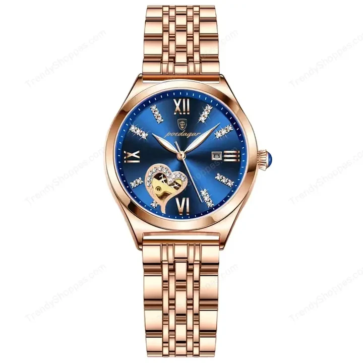 POEDAGAR Women Watches Fashion Rose Gold Stainless Stain Steel Ladies Watch Waterproof Quarzt Wristwatch Romatic Girlfriend Gift