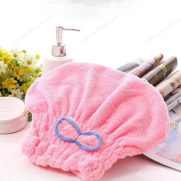 Women Hair Cap Microfibre Quick Hair Drying Bath Spa Bowknot Cap Wrap Towel Hat for Bath Bathroom AccessoriesShower Cap