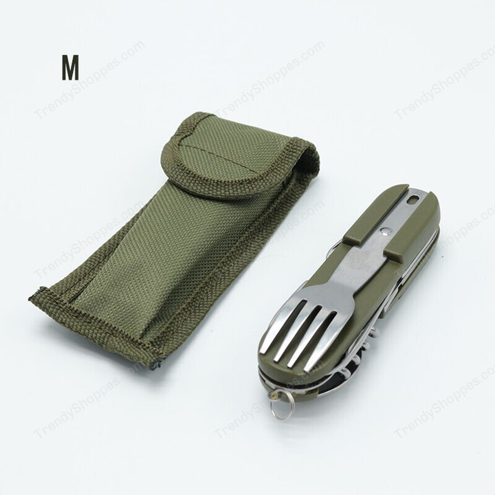 Camping Cutlery Stainless Steel Folding Knife Fork Spoon Portable Outdoor Tableware Camping Equipment