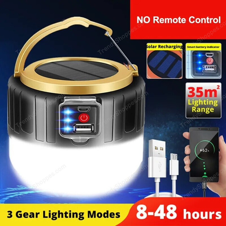 Outdoor Solar LED Camping Lights USB Rechargeable Tent Portable Lanterns Emergency Lights For Fishing Barbecue Camping Lighting