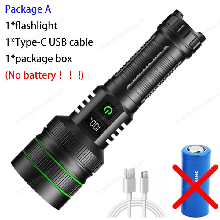 Super Long Range Tactical Torch High Power LED Flashlight USB Rechargeable Strong Light Lamp Outdoor Portable Lantern Waterproof