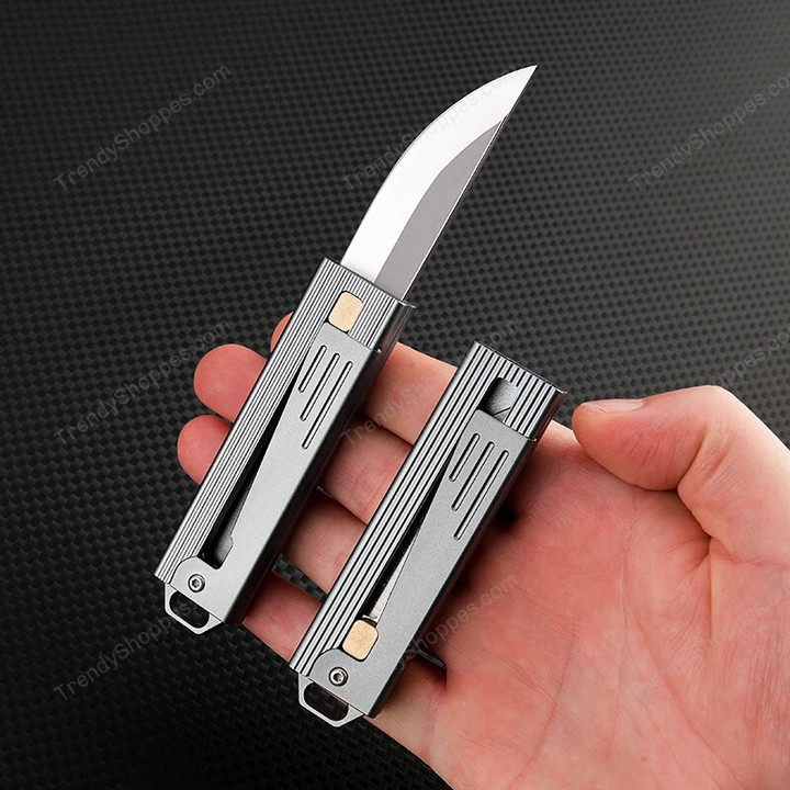 Mini d2 blade aluminum alloy handle knife gravity lock outdoor portable unboxing self-defense new small knife