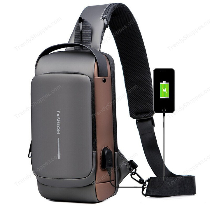 Chest Bag for Men Crossbody Bag Waterproof USB Shoulder Bag Anti-Theft Travel Messenger Chest Sling Pack Fashion Luxury Designer