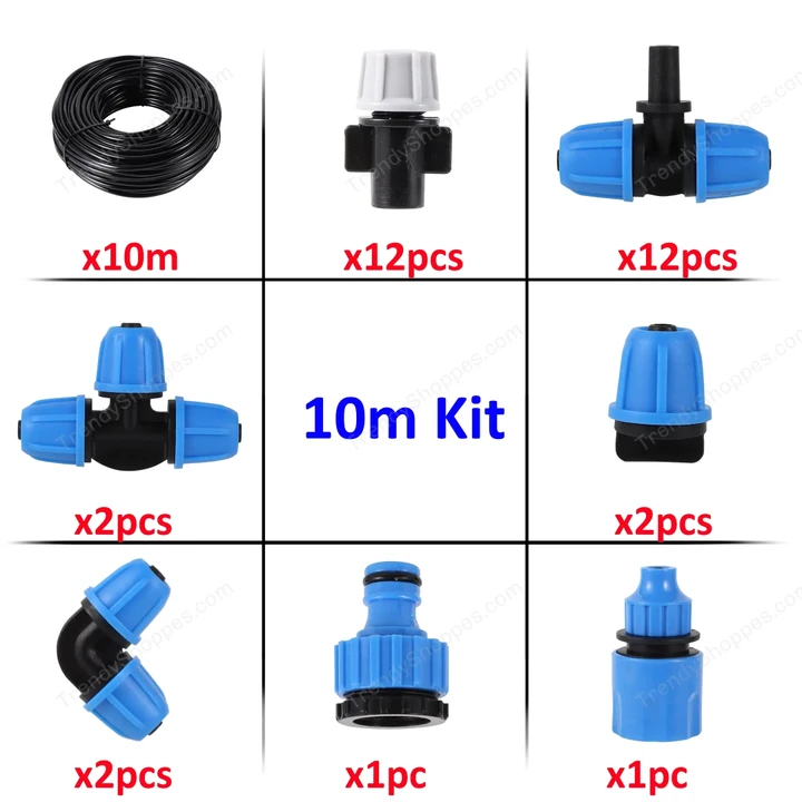 1 Set Fog Nozzles irrigation system Portable Misting Automatic Watering 10m Garden hose Spray head with 4/7mm tee and connector