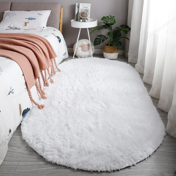 Oval Carpet Home Living Room Bedroom Carpet Large Size Rugs Plush Fluffy Carpet Home Decor Bedside Thickened Tie Dye Carpet