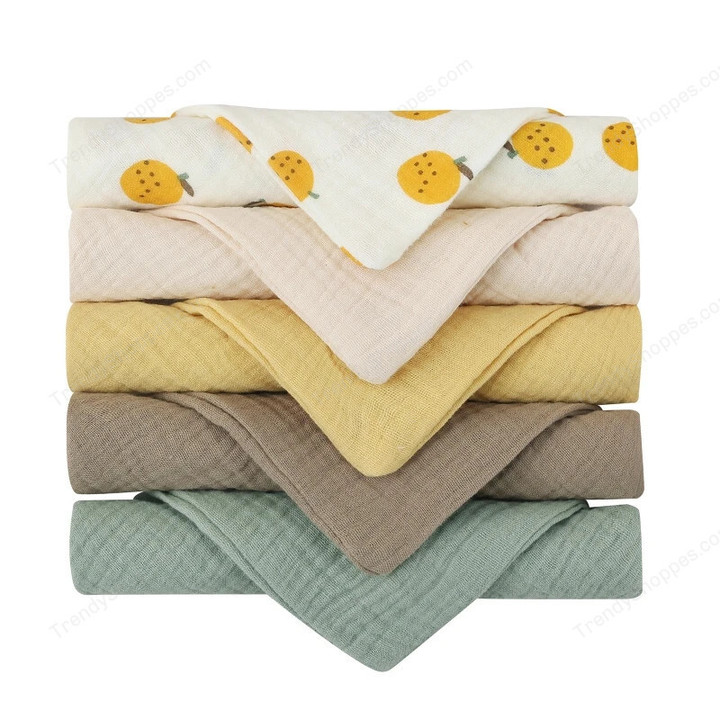 5pcs/Set Square Cotton Baby Face Towel Handkerchief Soft Absorbent Gauze Baby Towel Kids Feeding Bibs Burp Cloths Washcloth