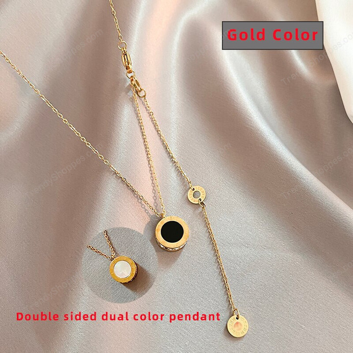 Classic Fashion Stainless Steel Roman Digital Wafer Pendant Necklace Fashion Jewelry Christmas Party Women's Sexy Necklace