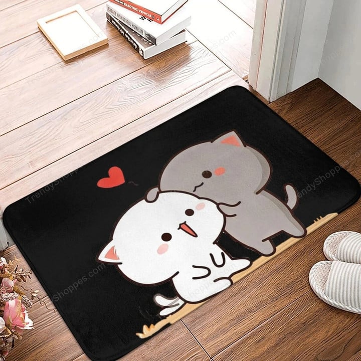 Peach and Goma Home Doormat Decoration Bubu and Dudu Flannel Soft Living Room Carpet Kitchen Balcony Rugs Bedroom Floor Mat