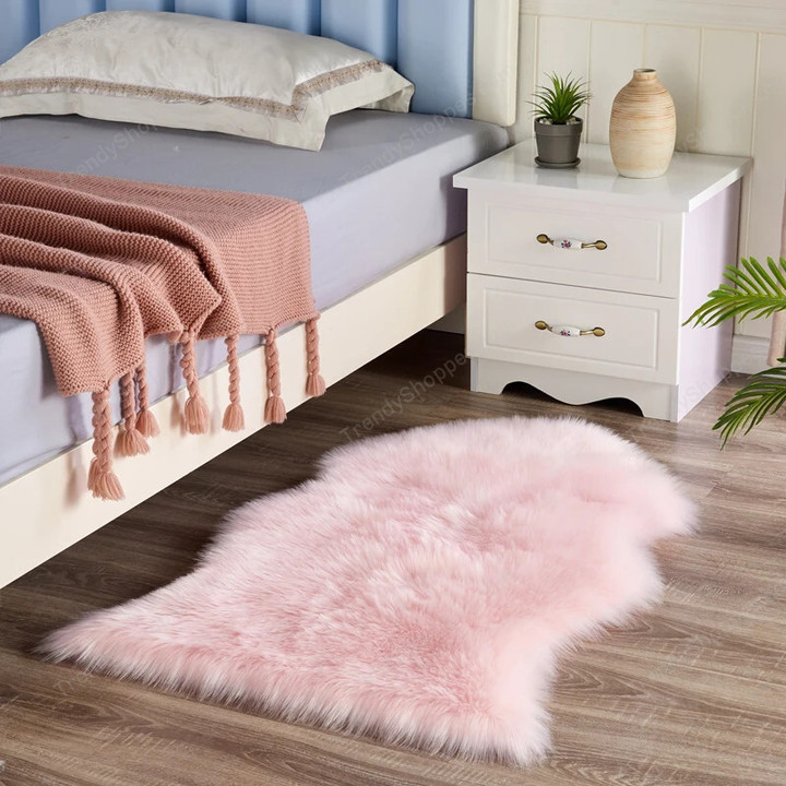 Soft Faux Fur Sheepskin Rug Fluffy Chair Cover Long Hair Children's Bedroom Mat Plush Wool Hairy Carpet Pad Seat Area Furry Rugs