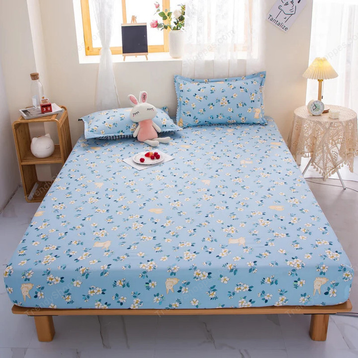 1pc Purple Color Bed Fitted Sheet for Double Bed Rabbit Printed Cartoon Kids Bed Sheet lençol de cama casal