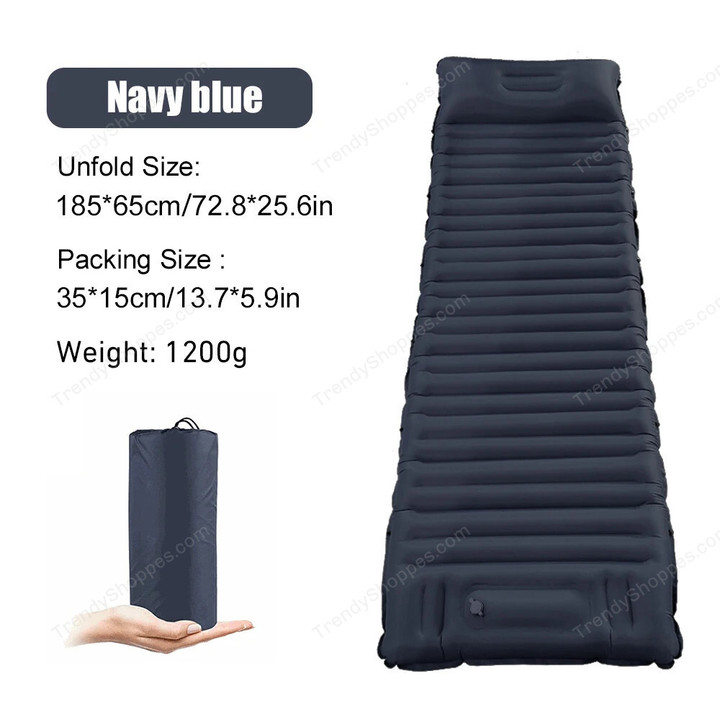 Outdoor Inflatable Mattress with Pillow Ultralight Thicken Sleeping Pad Splicing Built-in Pump Air Cushion Travel Camping Bed