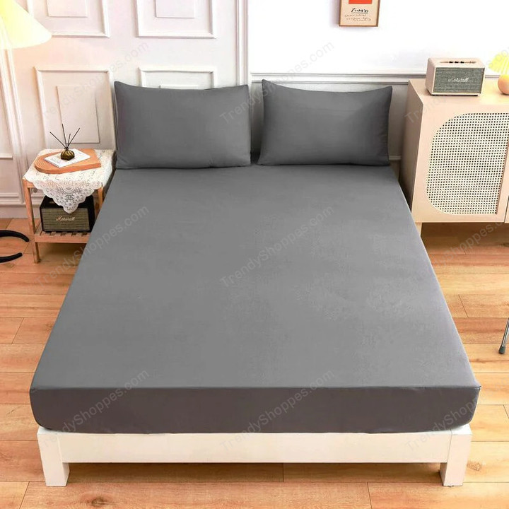 MIDSUM Black Bed Cover Full King Size Fitted Sheet Soft Skin Friendly Bed Sheet Mattress Protector Home Bedspread For Double Bed