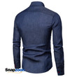 Autumn Men's Pocket Panel Leather Long Sleeve Shirt Anti Denim Versatile Slim Fit Shirt