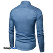 Autumn Men's Pocket Panel Leather Long Sleeve Shirt Anti Denim Versatile Slim Fit Shirt