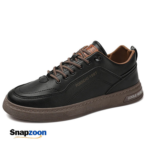 Men's Casual Leather Shoes Non-Slip Wear-Resistant Sports Shoes Fashion Solid Color Comfortable Flat Slip-On Casual Shoes Men