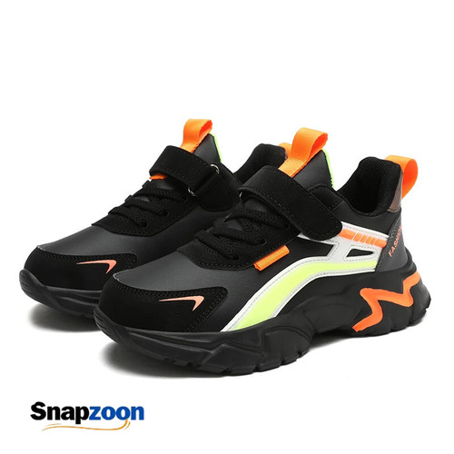 New Sport Sneaker Kids Boys Casual Shoes for 5-16Years Old Children Leather Non-Slip Fashion Tenis Shoes Soft Soled Black Shoe