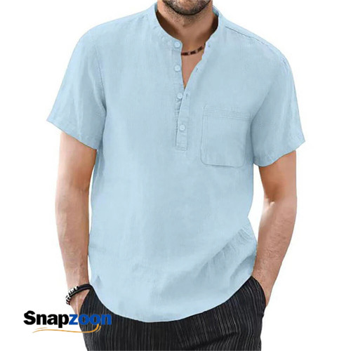 Men's Short Sleeve T-shirt Cotton and Linen Casual Men T-shirts Solid Color Summer Shirt Male Cozy Breathable