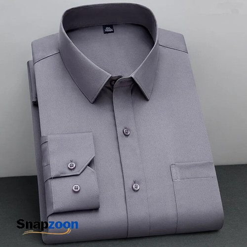 BAMBOOPLE New Fashion Non-iron Shirt Anti-wrinkle Classic Solid Business Casual Soft Wear Long Sleeve Shirts for Men AEchoice