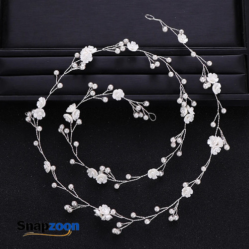 Silver Gold Color Pearl Flower Hair Vine Band Headband For Women Party Queen Bridal Wedding Hair Accessories Jewelry Vine Band