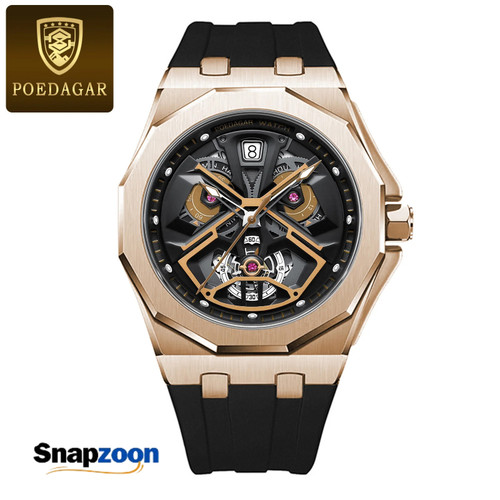 POEDAGAR Luxury Man Wristwatch Military Waterproof Chronograph Date Luminous Silicone Men Watch Sport Men's Quartz Watches reloj