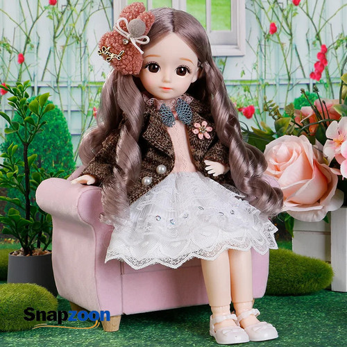 BJD Doll and Clothes Multiple Removable Joints 30cm 1/6 3D Eyes Doll Girl Dress Up Birthday Gift Toy