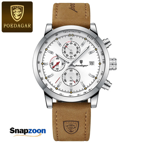 POEDAGAR Luxury Wristwatch for Man Waterproof Luminous Chronograph Date Men Watch Sports Leather Men's Quartz Watches Male reloj